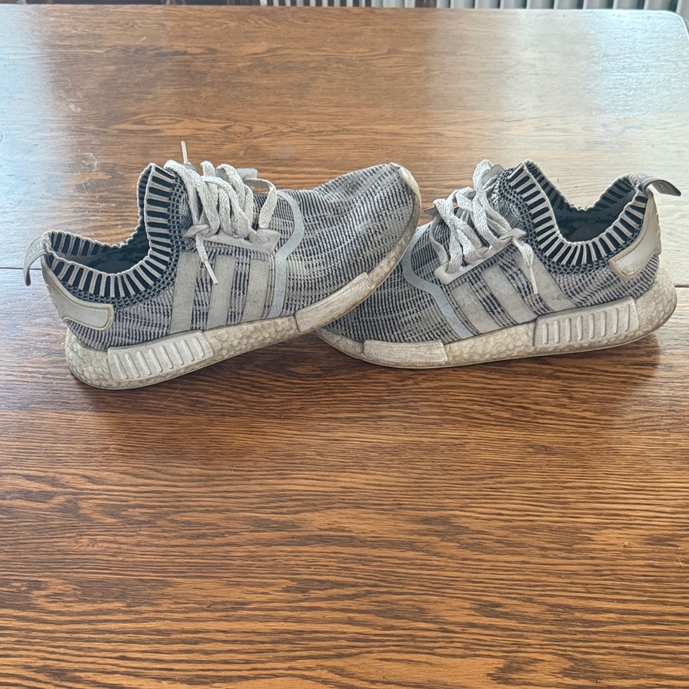 Gray and White Adidas NMD